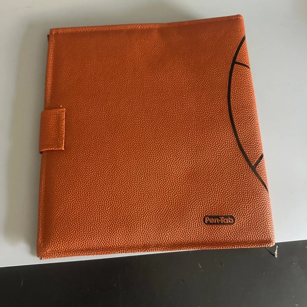 Vintage Pen-Tab Basketball Textured 3 Ring Binder Pro Sports Organizer Orange